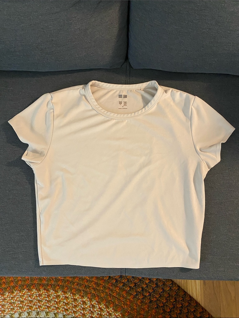 Uniqlo Women's Light Cream Short-Sleeve Crewneck Tee